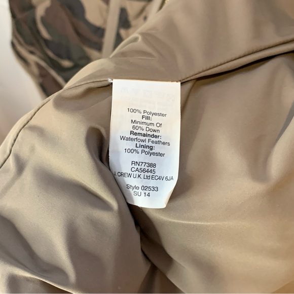 J. Crew Camo Down Quilted Puffer Vest Jacket Sweater Military Camouflage $128.00 - Picture 7 of 12
